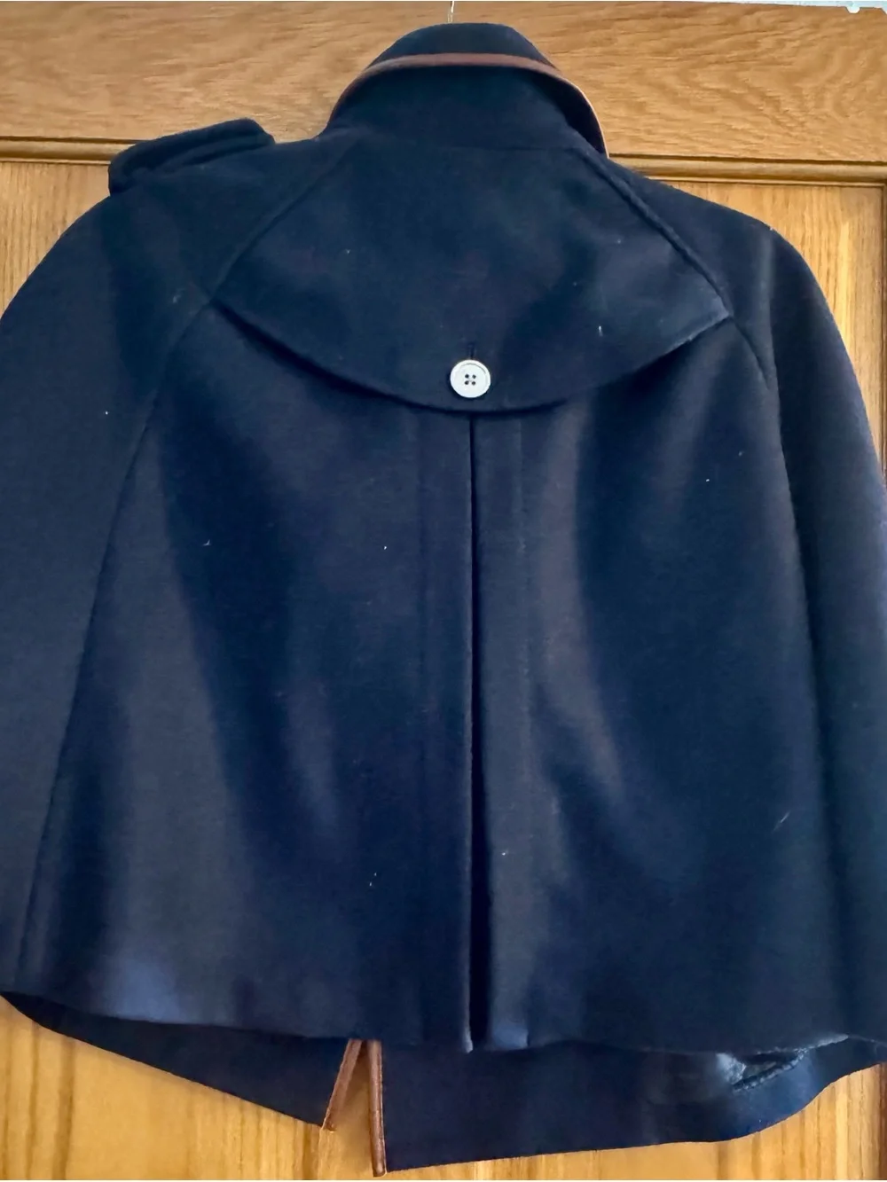 Michael Kors Navy Cape Peacoat with Contrast Trim